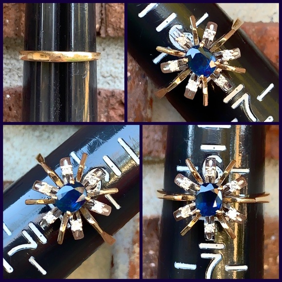🔥SOLD🔥 14K Starburst Sapphire & Diamond Ring - Picture 6 of 8